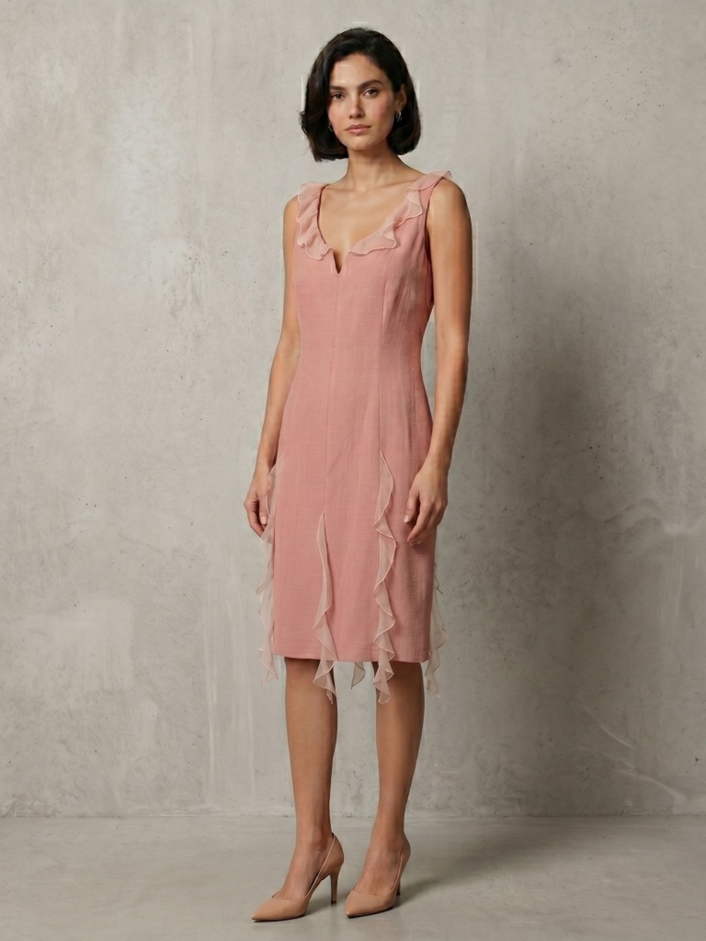 Moschino Elegant Pink Sleeveless Dress ruffle mid length dress size 10